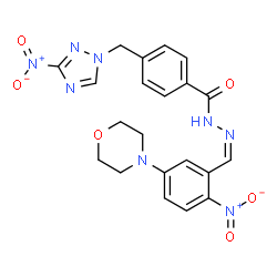 ChemSpider 2D Image | N'-{(Z)-[5-(4-Morpholinyl)-2-nitrophenyl]methylene}-4-[(3-nitro-1H-1,2,4-triazol-1-yl)methyl]benzohydrazide | C21H20N8O6
