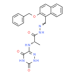 ChemSpider 2D Image | (2S)-N'-{[2-(Benzyloxy)-1-naphthyl]methylene}-2-[(3,5-dioxo-2,3,4,5-tetrahydro-1,2,4-triazin-6-yl)amino]propanehydrazide | C24H22N6O4