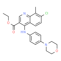 ChemSpider 2D Image | Ethyl 7-chloro-8-methyl-4-{[4-(4-morpholinyl)phenyl]amino}-3-quinolinecarboxylate | C23H24ClN3O3