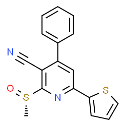 ChemSpider 2D Image | 2-[(S)-Methylsulfinyl]-4-phenyl-6-(2-thienyl)nicotinonitrile | C17H12N2OS2