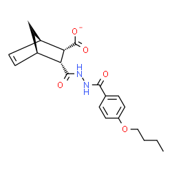 ChemSpider 2D Image | (1R,2S,3R,4R)-3-{[2-(4-Butoxybenzoyl)hydrazino]carbonyl}bicyclo[2.2.1]hept-5-ene-2-carboxylate | C20H23N2O5