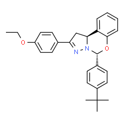 ChemSpider 2D Image | (5R,10bS)-2-(4-Ethoxyphenyl)-5-[4-(2-methyl-2-propanyl)phenyl]-1,10b-dihydropyrazolo[1,5-c][1,3]benzoxazine | C28H30N2O2