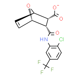 ChemSpider 2D Image | (1R,2R,3S,4S)-3-{[2-Chloro-5-(trifluoromethyl)phenyl]carbamoyl}-7-oxabicyclo[2.2.1]hept-5-ene-2-carboxylate | C15H10ClF3NO4