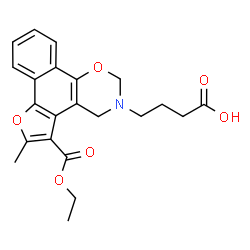 ChemSpider 2D Image | 4-[5-(Ethoxycarbonyl)-6-methyl-2H-furo[3',2':3,4]naphtho[2,1-e][1,3]oxazin-3(4H)-yl]butanoic acid | C22H23NO6