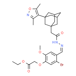 ChemSpider 2D Image | Ethyl {5-bromo-4-[(Z)-({[3-(3,5-dimethyl-1,2-oxazol-4-yl)adamantan-1-yl]acetyl}hydrazono)methyl]-2-methoxyphenoxy}acetate | C29H36BrN3O6
