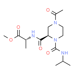 ChemSpider 2D Image | Methyl N-{[(2R)-4-acetyl-1-(isopropylcarbamoyl)-2-piperazinyl]carbonyl}-D-alaninate | C15H26N4O5