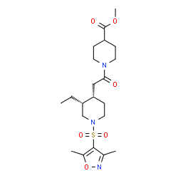 ChemSpider 2D Image | Methyl 1-({(3R,4S)-1-[(3,5-dimethyl-1,2-oxazol-4-yl)sulfonyl]-3-ethyl-4-piperidinyl}acetyl)-4-piperidinecarboxylate | C21H33N3O6S