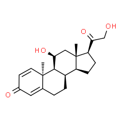 ChemSpider 2D Image | (8alpha,10alpha,11beta)-11,21-Dihydroxypregna-1,4-diene-3,20-dione | C21H28O4