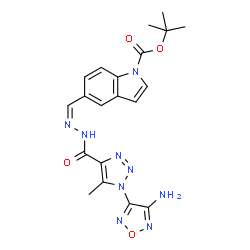 ChemSpider 2D Image | 2-Methyl-2-propanyl 5-[(Z)-({[1-(4-amino-1,2,5-oxadiazol-3-yl)-5-methyl-1H-1,2,3-triazol-4-yl]carbonyl}hydrazono)methyl]-1H-indole-1-carboxylate | C20H21N9O4