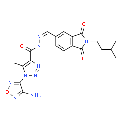 ChemSpider 2D Image | 1-(4-Amino-1,2,5-oxadiazol-3-yl)-5-methyl-N'-{(Z)-[2-(3-methylbutyl)-1,3-dioxo-2,3-dihydro-1H-isoindol-5-yl]methylene}-1H-1,2,3-triazole-4-carbohydrazide | C20H21N9O4