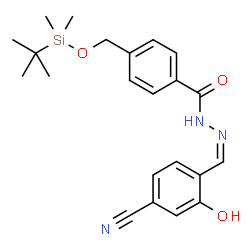ChemSpider 2D Image | N'-[(Z)-(4-Cyano-2-hydroxyphenyl)methylene]-4-({[dimethyl(2-methyl-2-propanyl)silyl]oxy}methyl)benzohydrazide | C22H27N3O3Si