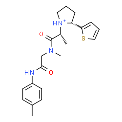 ChemSpider 2D Image | N~2~-Methyl-N-(4-methylphenyl)-N~2~-{(2R)-2-[(2R)-2-(2-thienyl)-1-pyrrolidiniumyl]propanoyl}glycinamide | C21H28N3O2S
