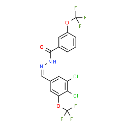 ChemSpider 2D Image | N'-{(Z)-[3,4-Dichloro-5-(trifluoromethoxy)phenyl]methylene}-3-(trifluoromethoxy)benzohydrazide | C16H8Cl2F6N2O3