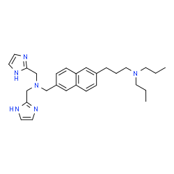 ChemSpider 2D Image | 3-(6-{[Bis(1H-imidazol-2-ylmethyl)amino]methyl}-2-naphthyl)-N,N-dipropyl-1-propanamine | C28H38N6