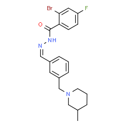 ChemSpider 2D Image | 2-Bromo-4-fluoro-N'-[(Z)-{3-[(3-methyl-1-piperidinyl)methyl]phenyl}methylene]benzohydrazide | C21H23BrFN3O