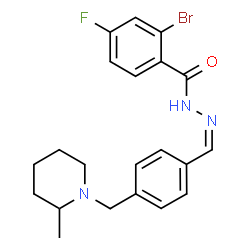 ChemSpider 2D Image | 2-Bromo-4-fluoro-N'-[(Z)-{4-[(2-methyl-1-piperidinyl)methyl]phenyl}methylene]benzohydrazide | C21H23BrFN3O