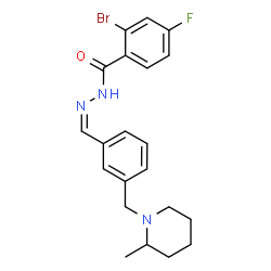 ChemSpider 2D Image | 2-Bromo-4-fluoro-N'-[(Z)-{3-[(2-methyl-1-piperidinyl)methyl]phenyl}methylene]benzohydrazide | C21H23BrFN3O