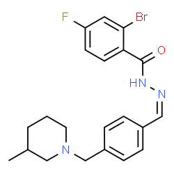 ChemSpider 2D Image | 2-Bromo-4-fluoro-N'-[(Z)-{4-[(3-methyl-1-piperidinyl)methyl]phenyl}methylene]benzohydrazide | C21H23BrFN3O
