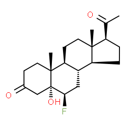 ChemSpider 2D Image | 6beta-Fluoro-5alpha-hydroxypregnane-3,20-dione | C21H31FO3