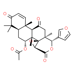 ChemSpider 2D Image | (4aR,6R,6aS,6bR,7aS,10S,10aS,12aR,12bS)-10-(3-Furyl)-4,4,6a,10a,12b-pentamethyl-3,8,12-trioxo-3,4,4a,5,6,6a,7a,8,10,10a,11,12,12a,12b-tetradecahydronaphtho[2,1-f]oxireno[d]isochromen-6-yl acetate | C28H32O8