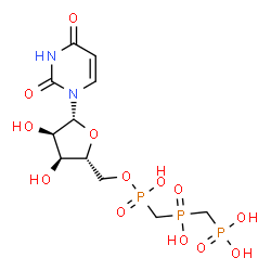 ChemSpider 2D Image | 5'-O-(Hydroxy{[hydroxy(phosphonomethyl)phosphoryl]methyl}phosphoryl)uridine | C11H19N2O13P3