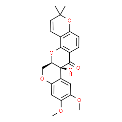 ChemSpider 2D Image | (7aS,13aR)-7a-Hydroxy-9,10-dimethoxy-3,3-dimethyl-13,13a-dihydro-3H-chromeno[3,4-b]pyrano[2,3-h]chromen-7(7aH)-one | C23H22O7