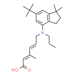 ChemSpider 2D Image | (2E,4E)-6-[(6-tert-butyl-1,1-dimethyl-2,3-dihydro-1H-inden-4-yl)(propyl)amino]-3-methylhexa-2,4-dienoic acid | C25H37NO2