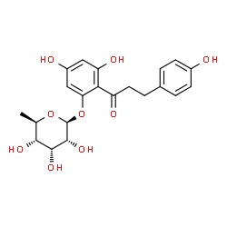 ChemSpider 2D Image | 3,5-Dihydroxy-2-[3-(4-hydroxyphenyl)propanoyl]phenyl 6-deoxy-beta-D-allopyranoside | C21H24O9