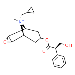 ChemSpider 2D Image | (1S,2R,4S,5S)-9-(Cyclopropylmethyl)-7-{[(2R)-3-hydroxy-2-phenylpropanoyl]oxy}-9-methyl-3-oxa-9-azoniatricyclo[3.3.1.0~2,4~]nonane | C21H28NO4