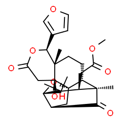 ChemSpider 2D Image | Methyl [(1S,2R,5S,6S,10S,11S,13S,14S,16R)-6-(3-furyl)-10-hydroxy-1,5,15,15-tetramethyl-8,17-dioxo-7,18-dioxapentacyclo[11.3.1.1~11,14~.0~2,11~.0~5,10~]octadec-16-yl]acetate | C27H34O8