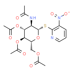 ChemSpider 2D Image | 3-Nitro-2-pyridinyl 2-acetamido-3,4,6-tri-O-acetyl-2-deoxy-1-thio-beta-D-glucopyranoside | C19H23N3O10S