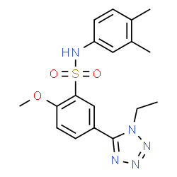 ChemSpider 2D Image | N-(3,4-Dimethylphenyl)-5-(1-ethyl-1H-tetrazol-5-yl)-2-methoxybenzenesulfonamide | C18H21N5O3S