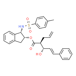 ChemSpider 2D Image | (1S,2R)-1-{[(4-Methylphenyl)sulfonyl]amino}-2,3-dihydro-1H-inden-2-yl (2S,3S,4E)-2-allyl-3-hydroxy-5-phenyl-4-pentenoate | C30H31NO5S