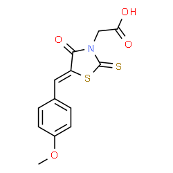 ChemSpider 2D Image | [(5Z)-5-(4-Methoxybenzylidene)-4-oxo-2-thioxo-1,3-thiazolidin-3-yl]acetic acid | C13H11NO4S2