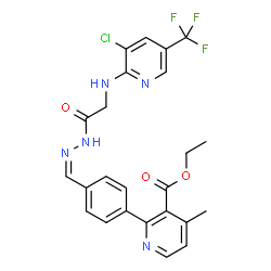 ChemSpider 2D Image | Ethyl 2-(4-{(Z)-[({[3-chloro-5-(trifluoromethyl)-2-pyridinyl]amino}acetyl)hydrazono]methyl}phenyl)-4-methylnicotinate (non-preferred name) | C24H21ClF3N5O3
