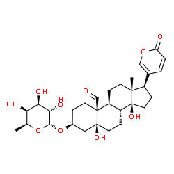 ChemSpider 2D Image | (3beta,5beta)-3-[(6-Deoxy-alpha-L-galactopyranosyl)oxy]-5,14-dihydroxy-19-oxobufa-20,22-dienolide | C30H42O10