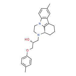 ChemSpider 2D Image | (2R)-1-[(3aS)-8-Methyl-1,2,3a,4,5,6-hexahydro-3H-pyrazino[3,2,1-jk]carbazol-3-yl]-3-(4-methylphenoxy)-2-propanol | C25H30N2O2