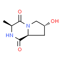 ChemSpider 2D Image | (3S,7R,8aS)-7-Hydroxy-3-methylhexahydropyrrolo[1,2-a]pyrazine-1,4-dione | C8H12N2O3