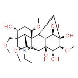 ChemSpider 2D Image | (1alpha,3alpha,4beta,6alpha,11beta,14beta,15alpha,16beta)-20-Ethyl-1,6,16-trimethoxy-4-(methoxymethyl)aconitane-3,8,13,14,15-pentol | C25H41NO9