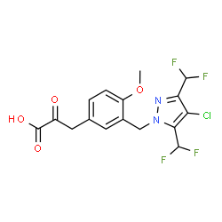 ChemSpider 2D Image | 3-(3-{[4-Chloro-3,5-bis(difluoromethyl)-1H-pyrazol-1-yl]methyl}-4-methoxyphenyl)-2-oxopropanoic acid | C16H13ClF4N2O4