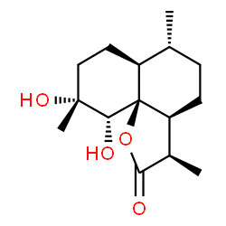 ChemSpider 2D Image | (3R,3aS,6R,6aS,9R,10R,10aS)-9,10-Dihydroxy-3,6,9-trimethyldecahydro-2H-naphtho[8a,1-b]furan-2-one | C15H24O4