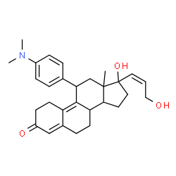 ChemSpider 2D Image | 11-[4-(Dimethylamino)phenyl]-17-hydroxy-17-[(1Z)-3-hydroxy-1-propen-1-yl]-13-methyl-1,2,6,7,8,11,12,13,14,15,16,17-dodecahydro-3H-cyclopenta[a]phenanthren-3-one (non-preferred name) | C29H37NO3