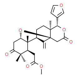ChemSpider 2D Image | Methyl [(1S,3S,7R,8R,9R,12S,13S)-13-(3-furyl)-6,6,8,12-tetramethyl-17-methylene-5,15-dioxo-2,14-dioxatetracyclo[7.7.1.0~1,12~.0~3,8~]heptadec-7-yl]acetate | C27H34O7