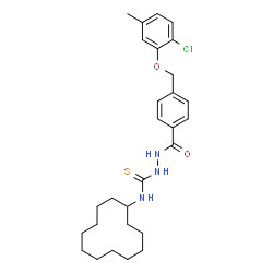 ChemSpider 2D Image | 2-{4-[(2-Chloro-5-methylphenoxy)methyl]benzoyl}-N-cyclododecylhydrazinecarbothioamide | C28H38ClN3O2S