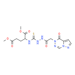 ChemSpider 2D Image | Dimethyl N-({2-[(4-oxopyrazolo[1,5-d][1,2,4]triazin-5(4H)-yl)acetyl]hydrazino}carbonothioyl)glutamate | C15H19N7O6S