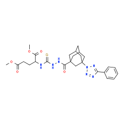 ChemSpider 2D Image | Dimethyl N-[(2-{[3-(5-phenyl-2H-tetrazol-2-yl)adamantan-1-yl]carbonyl}hydrazino)carbonothioyl]glutamate | C26H33N7O5S