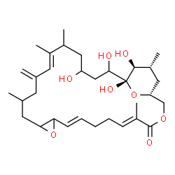 ChemSpider 2D Image | (1R,5E,9E,18E,25R,26S,27R)-22,24,25,26-Tetrahydroxy-5,15,19,20,27-pentamethyl-17-methylene-3,12,29-trioxatricyclo[23.3.1.0~11,13~]nonacosa-5,9,18-trien-4-one | C32H50O8
