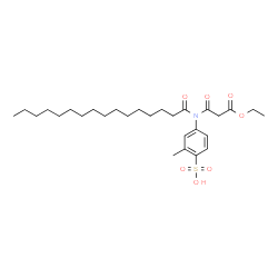 ChemSpider 2D Image | 4-[(3-Ethoxy-3-oxopropanoyl)(palmitoyl)amino]-2-methylbenzenesulfonic acid | C28H45NO7S