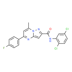 ChemSpider 2D Image | N-(2,5-Dichlorophenyl)-5-(4-fluorophenyl)-7-methylpyrazolo[1,5-a]pyrimidine-2-carboxamide | C20H13Cl2FN4O