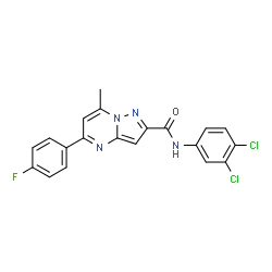 ChemSpider 2D Image | N-(3,4-Dichlorophenyl)-5-(4-fluorophenyl)-7-methylpyrazolo[1,5-a]pyrimidine-2-carboxamide | C20H13Cl2FN4O